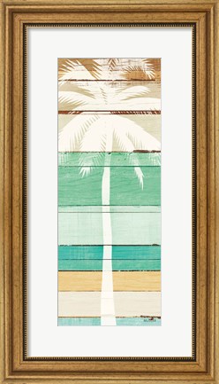 Framed Beachscape Palms V Green Print