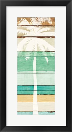 Framed Beachscape Palms V Green Print