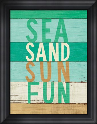 Framed Beachscape Inspiration VIII Greeb Print