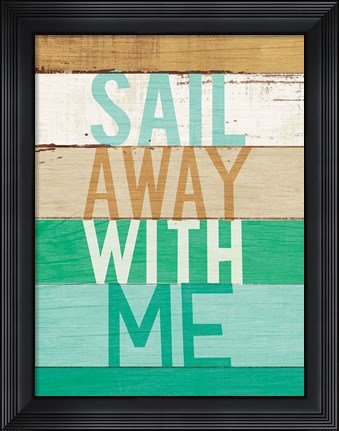 Framed Beachscape Inspiration VII Green Print