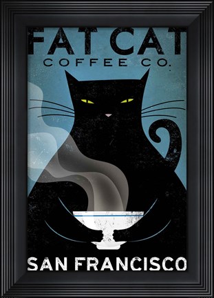 Framed Cat Coffee Print
