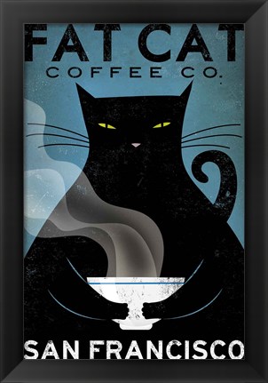 Framed Cat Coffee Print