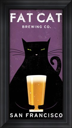 Framed Cat Brewing Print