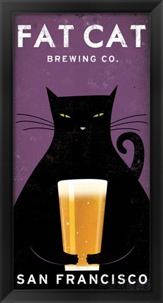 Framed Cat Brewing Print