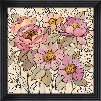 Framed Spring Lace Floral I Print