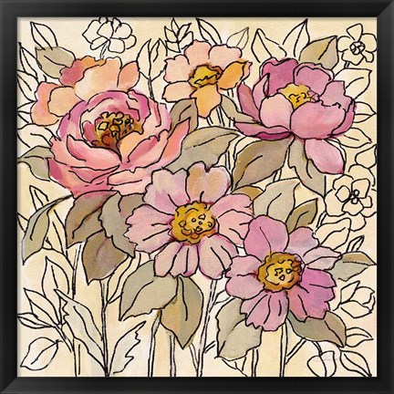 Framed Spring Lace Floral I Print