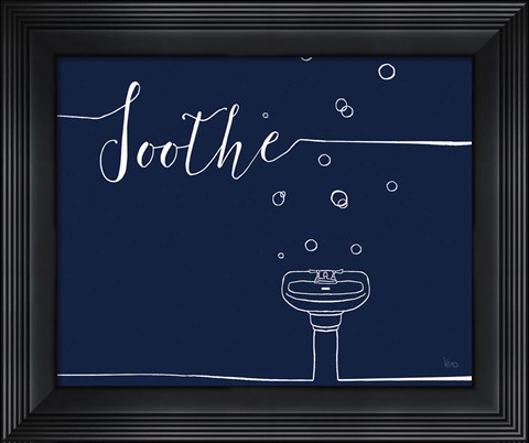 Framed Underlined Bath VII Navy Print