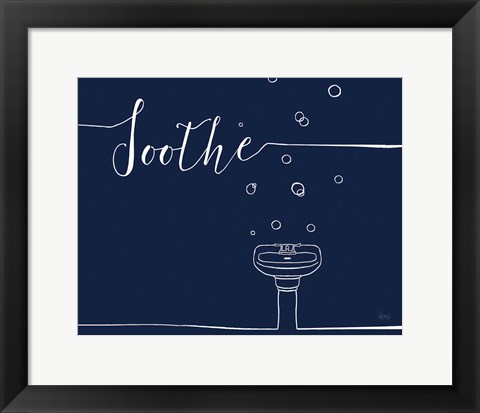 Framed Underlined Bath VII Navy Print