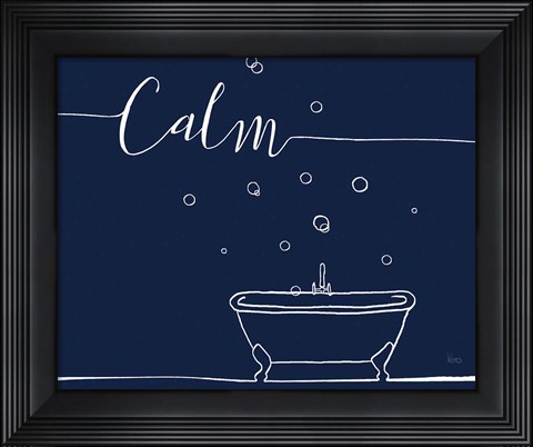 Framed Underlined Bath VI Navy Print