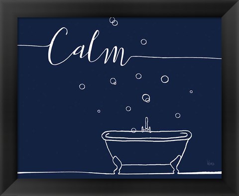 Framed Underlined Bath VI Navy Print