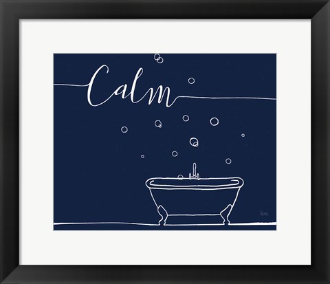 Framed Underlined Bath VI Navy Print