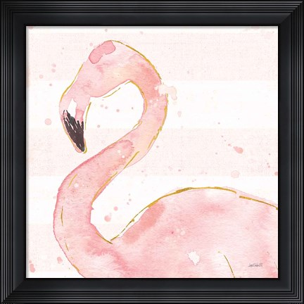 Framed Flamingo Fever III Light No Words Print