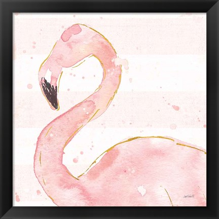 Framed Flamingo Fever III Light No Words Print