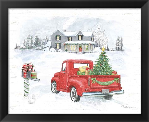 Framed Farmhouse Holidays VI Truck Print