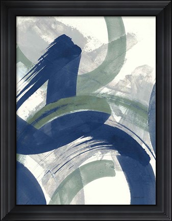 Framed Navy Brushy Abstract II Print