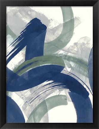 Framed Navy Brushy Abstract II Print