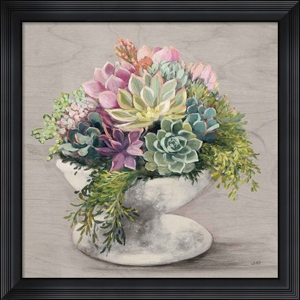 Framed Festive Succulents II Gray Print
