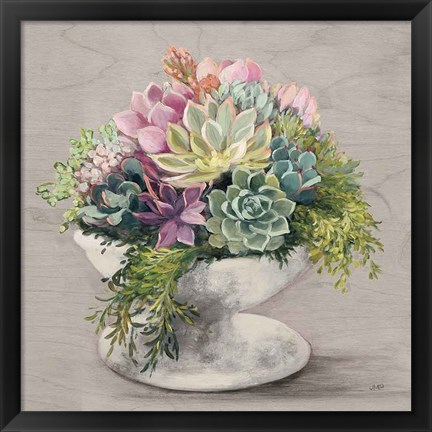 Framed Festive Succulents II Gray Print