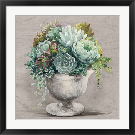 Framed Festive Succulents I Gray Print