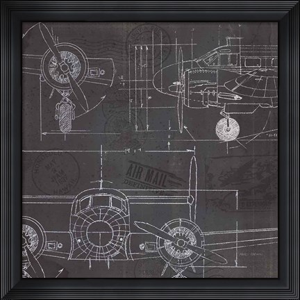 Framed Plane Blueprint III Print