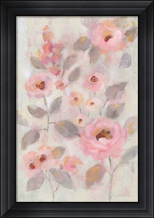 Framed Expressive Pink Flowers II Print