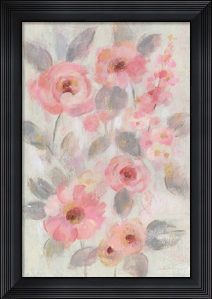 Framed Expressive Pink Flowers I Print
