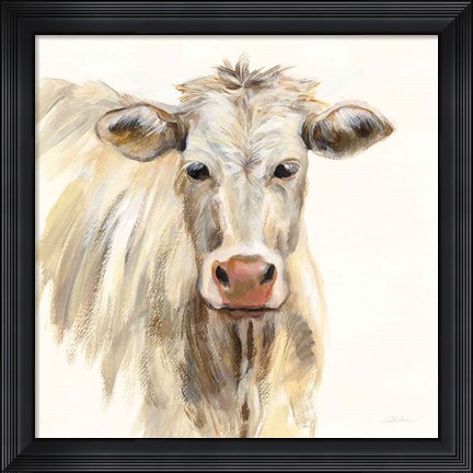 Framed White Cow Print