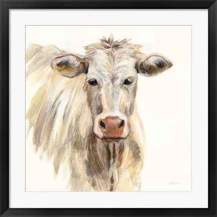 Framed White Cow Print