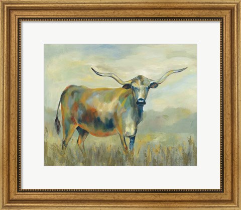 Framed Colorful Longhorn Cow Print