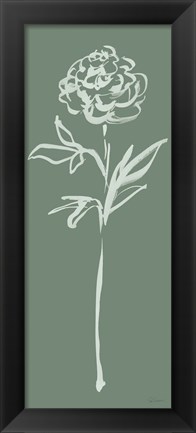 Framed Floral Line II Green Print