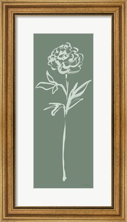 Framed Floral Line II Green Print