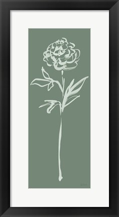 Framed Floral Line II Green Print