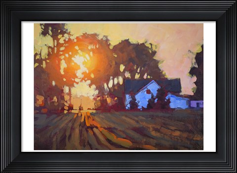 Framed Sunrise Over Farmhouse Print