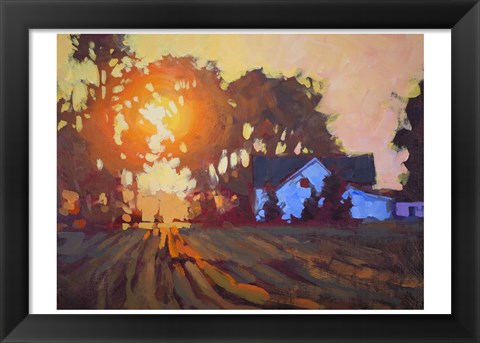 Framed Sunrise Over Farmhouse Print