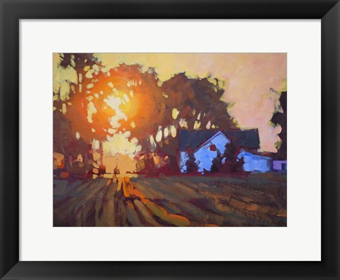 Framed Sunrise Over Farmhouse Print