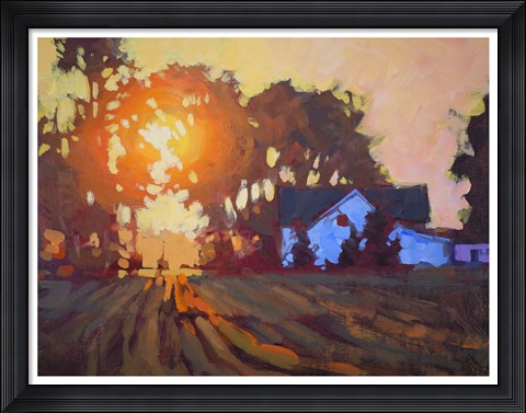 Framed Sunrise Over Farmhouse Print