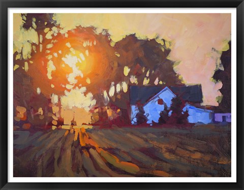 Framed Sunrise Over Farmhouse Print