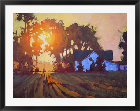 Framed Sunrise Over Farmhouse Print