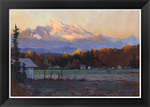 Framed Late October Light Mt. Baker Print