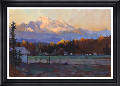 Framed Late October Light Mt. Baker Print
