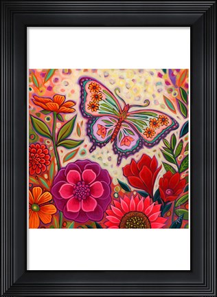 Framed Butterfly Floral Print