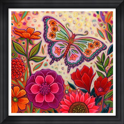 Framed Butterfly Floral Print