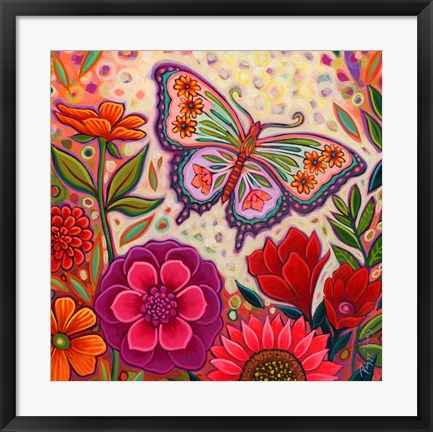 Framed Butterfly Floral Print