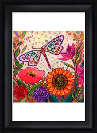 Framed Dragonfly Floral Print