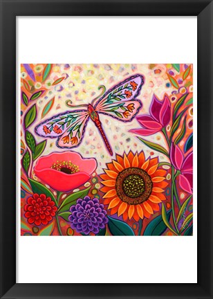 Framed Dragonfly Floral Print