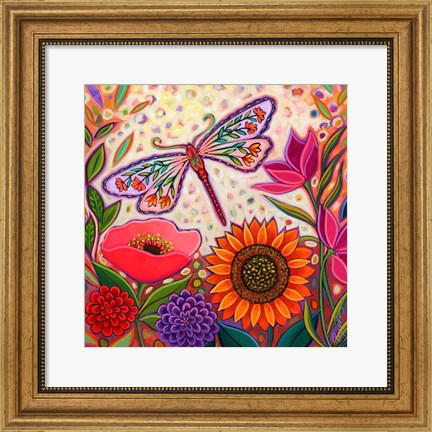 Framed Dragonfly Floral Print