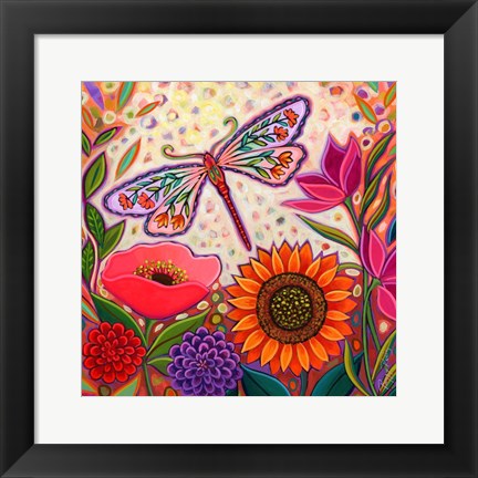 Framed Dragonfly Floral Print