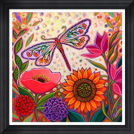 Framed Dragonfly Floral Print