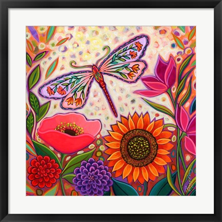 Framed Dragonfly Floral Print