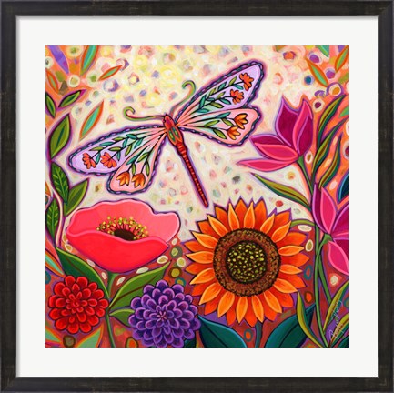 Framed Dragonfly Floral Print